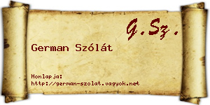 German Szólát névjegykártya